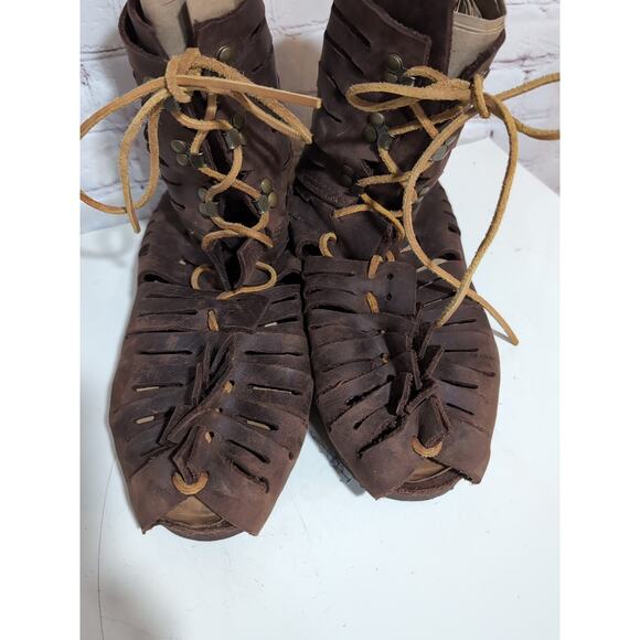 Ecce Caligae Sandals Gladiator Brown Leather Vibram Sole Men's Centorian Hiking - Picture 8 of 15